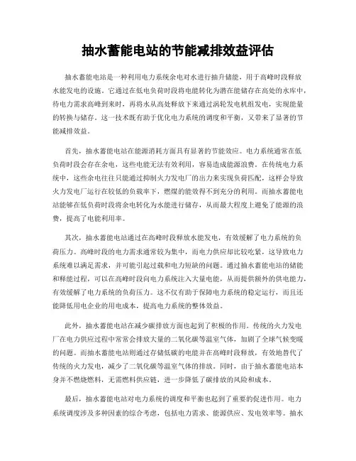 抽水蓄能电站的节能减排效益评估