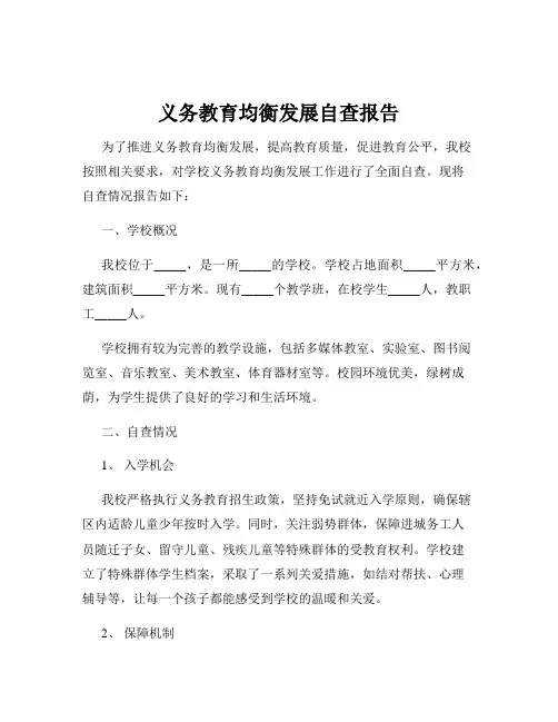 义务教育均衡发展自查报告