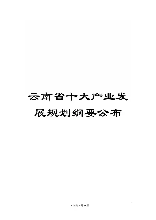 云南省十大产业发展规划纲要公布