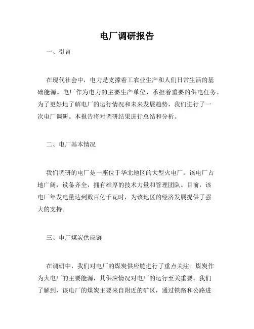 电厂调研报告