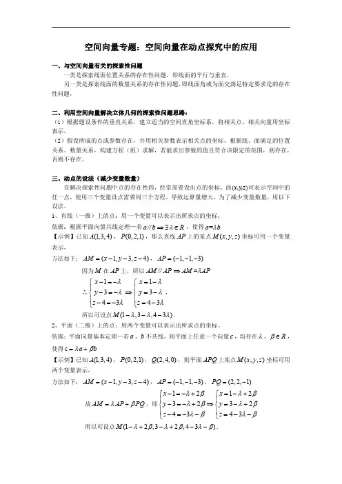 空间向量专题：空间向量在动点探究中的应用高二数学上学期同步讲与练(选择性必修第一册)(解析版)