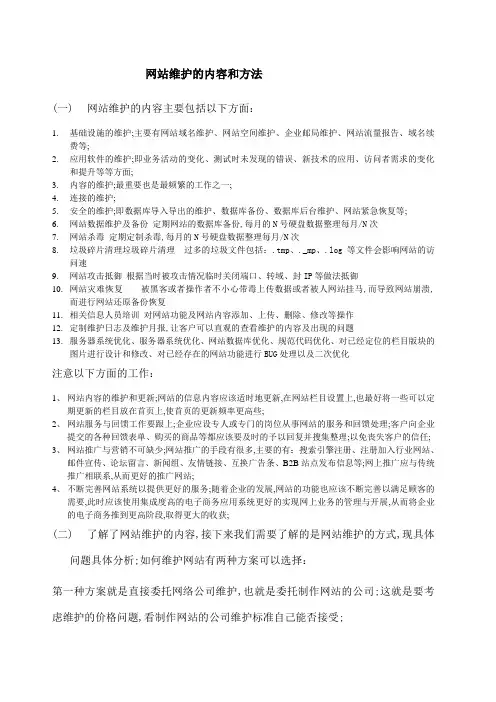 网站维护的内容和方法