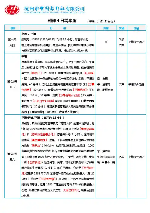 朝鲜4日精游 (平壤、开城、妙香山)