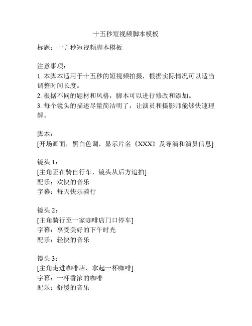 十五秒短视频脚本模板