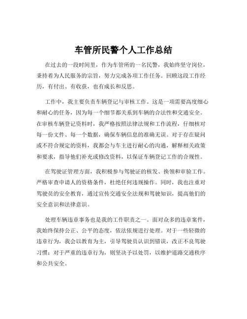 车管所民警个人工作总结
