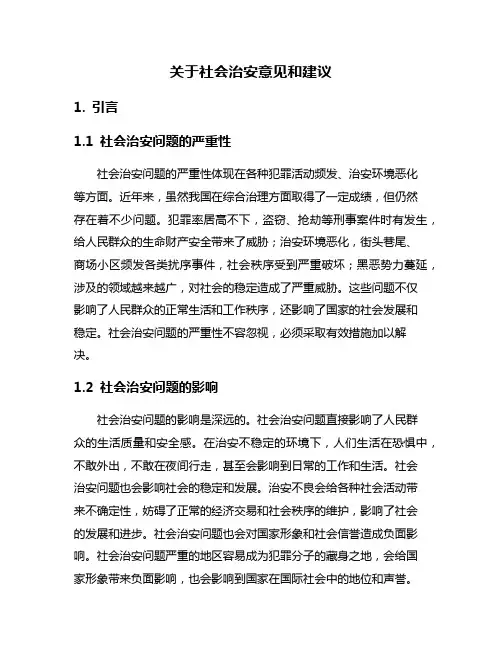 关于社会治安意见和建议