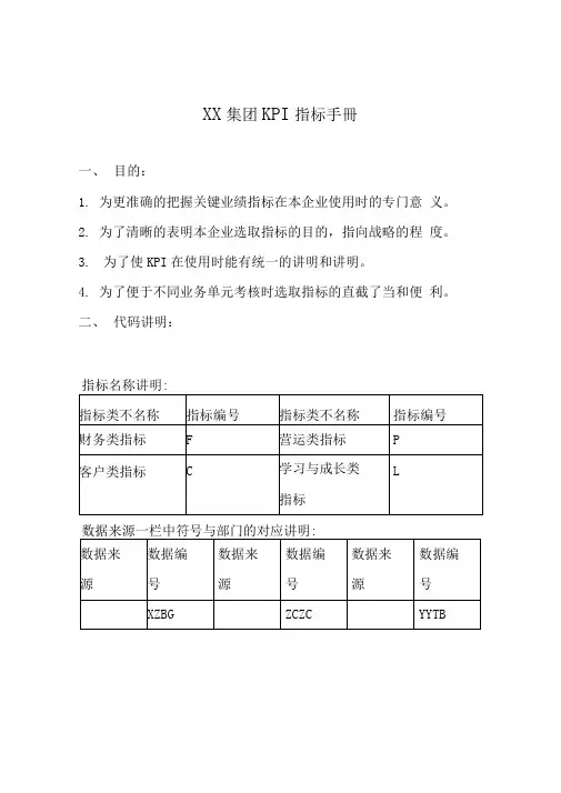 XX集团KPI指标手册(20201202024336)