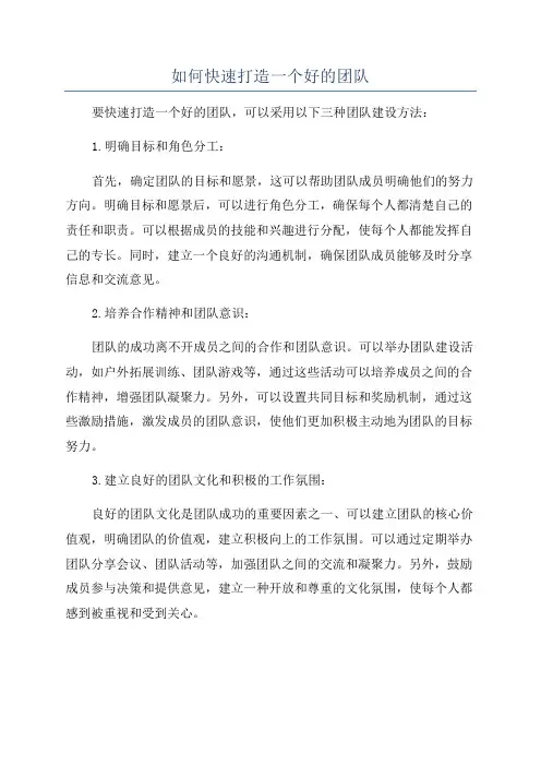 如何快速打造一个好的团队