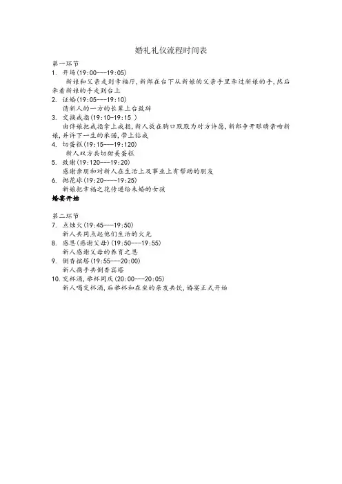 婚礼流程时间表