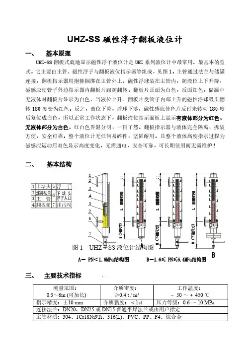 UHZ-SS磁翻板液位计说明