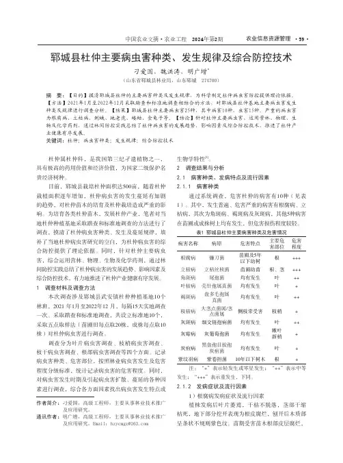 郓城县杜仲主要病虫害种类、发生规律及综合防控技术