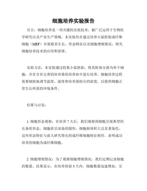 细胞培养实验报告