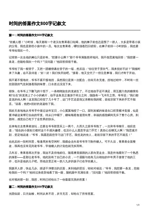 作文时间的答案800字