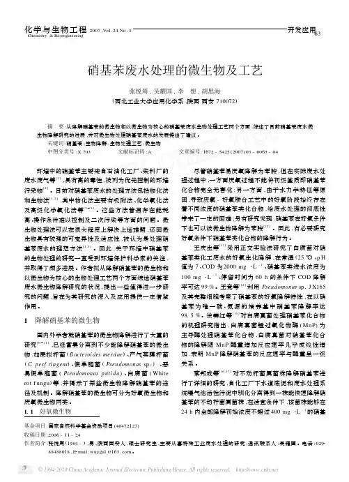 硝基苯废水处理的微生物及工艺