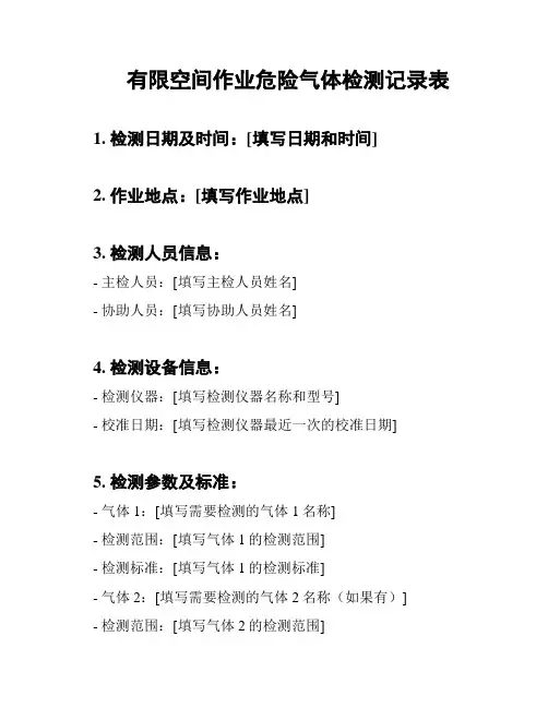 有限空间作业危险气体检测记录表