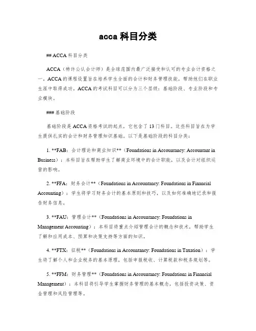 acca科目分类