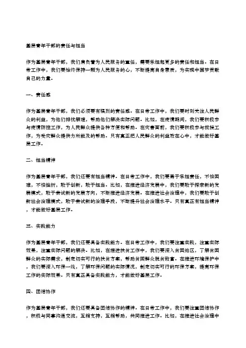 基层青年干部的责任与担当