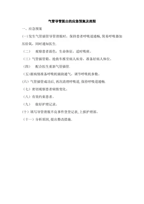 气管导管脱出应急预案演练脚本及程序