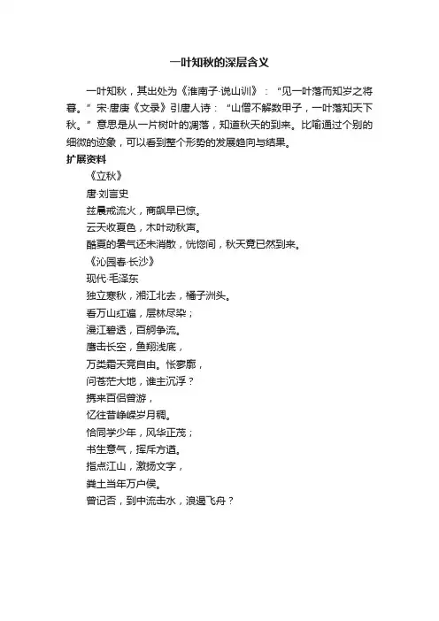 一叶知秋的深层含义