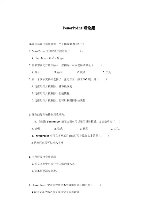 PowerPoint理论题