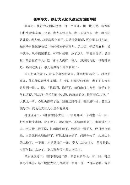 在领导力、执行力及团队建设方面的举措