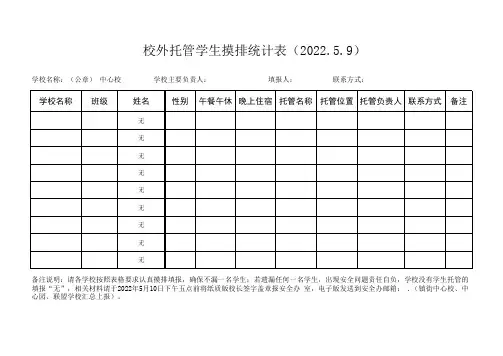  校外托管学生摸排统计表(2022