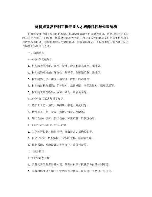 材料成型及控制工程专业人才培养目标与知识结构