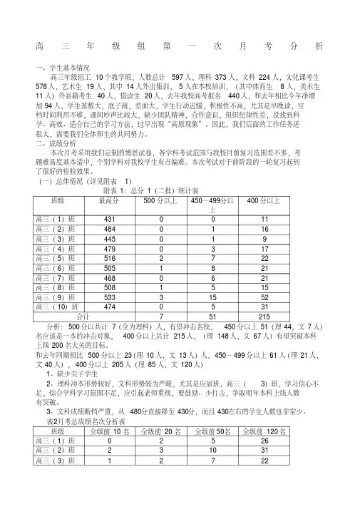 高三年级组第一次月考成绩分析.pdf