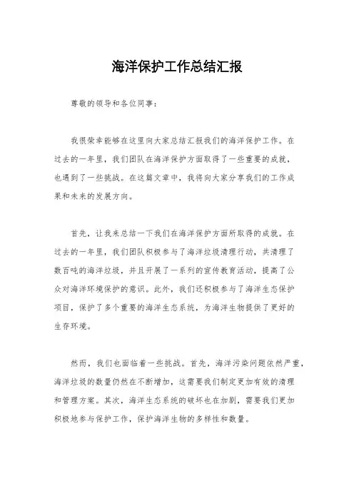 海洋保护工作总结汇报