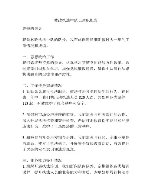 林政执法中队长述职报告