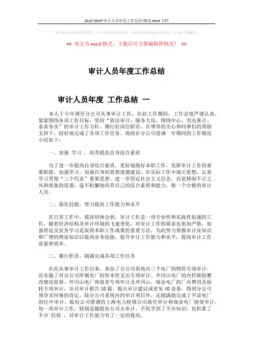 2018-2019-审计人员年度工作总结-精选word文档 (3页)