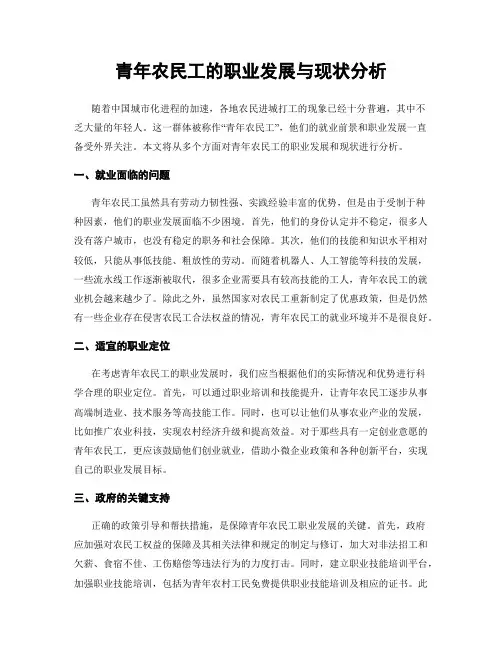 青年农民工的职业发展与现状分析