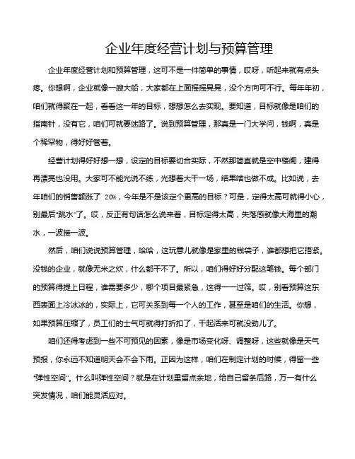 企业年度经营计划与预算管理