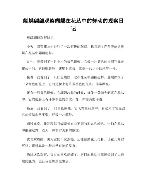 小学三年级作文蝴蝶翩翩观察蝴蝶在花丛中的舞动的观察日记