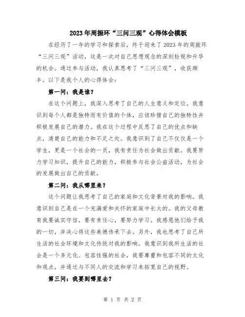 2023年周振环“三问三观”心得体会模板