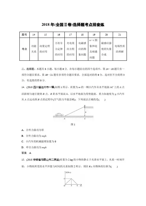 2019年高考物理增分练(全国通用版)选择题考点排查练12Word版含解析