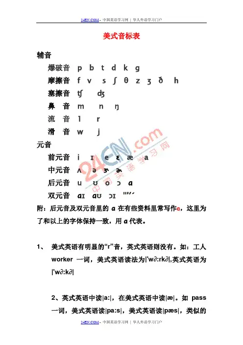 音标表(美式英语 vs英式英语)