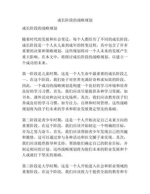 成长阶段的战略规划