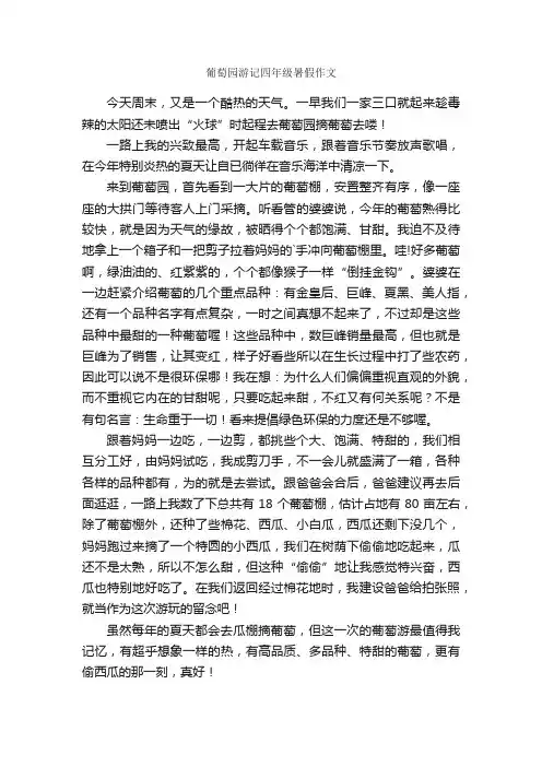 葡萄园游记四年级暑假作文