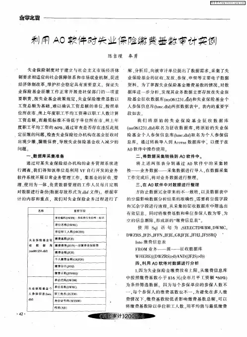 利用AO软件对失业保险缴费基数审计实例
