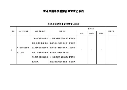 重点用能单位能源计量审查记录表