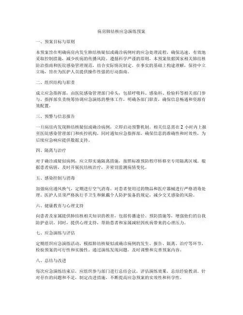病房肺结核应急演练预案