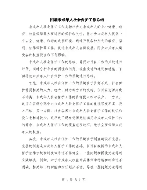 困境未成年人社会保护工作总结