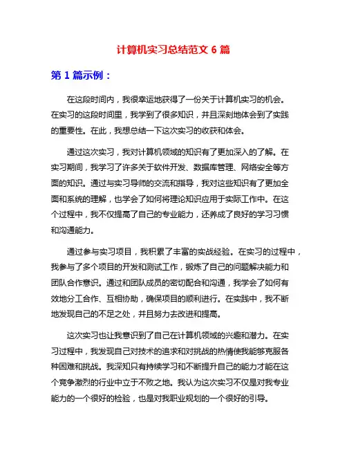 计算机实习总结范文6篇
