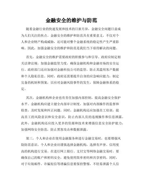 金融安全的维护与防范