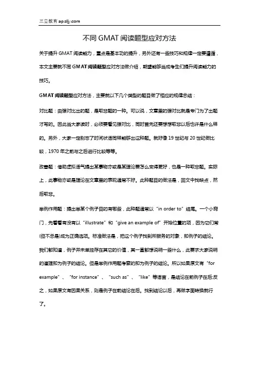 不同GMAT阅读题型应对方法