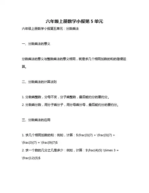 六年级上册数学小报第5单元