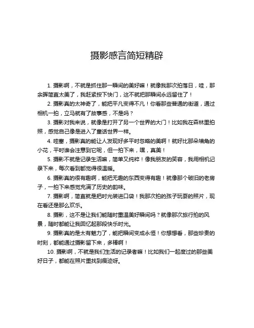 摄影感言简短精辟