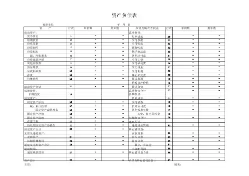 空白财务报表