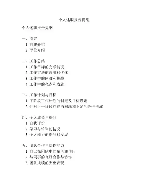 个人述职报告提纲